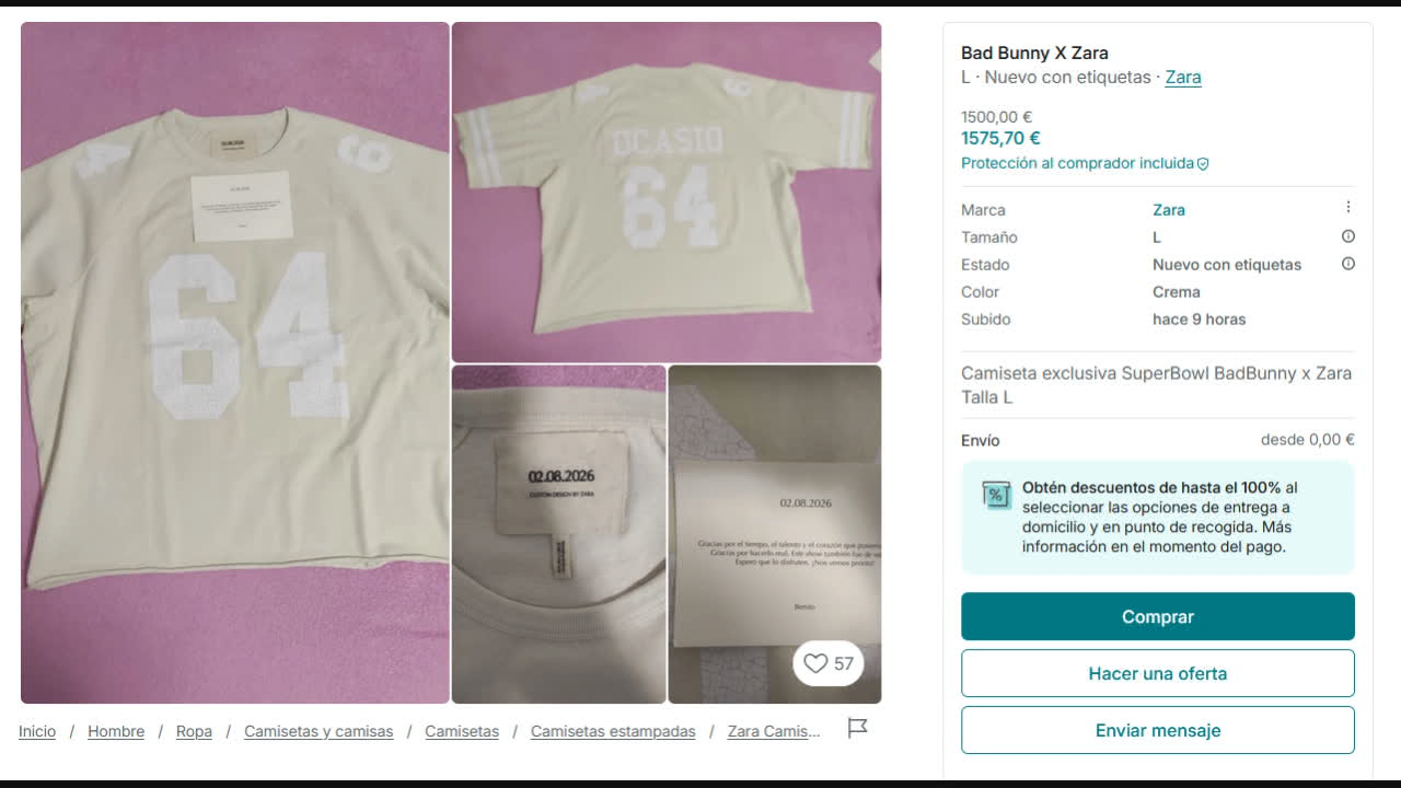 Zara为母公司Inditex员工制作的限量纪念T恤迅速流入二级市场,标价水涨船高 Zara为母公司Inditex员工制作的限量纪念T恤迅速流入二级市场,标价水涨船高