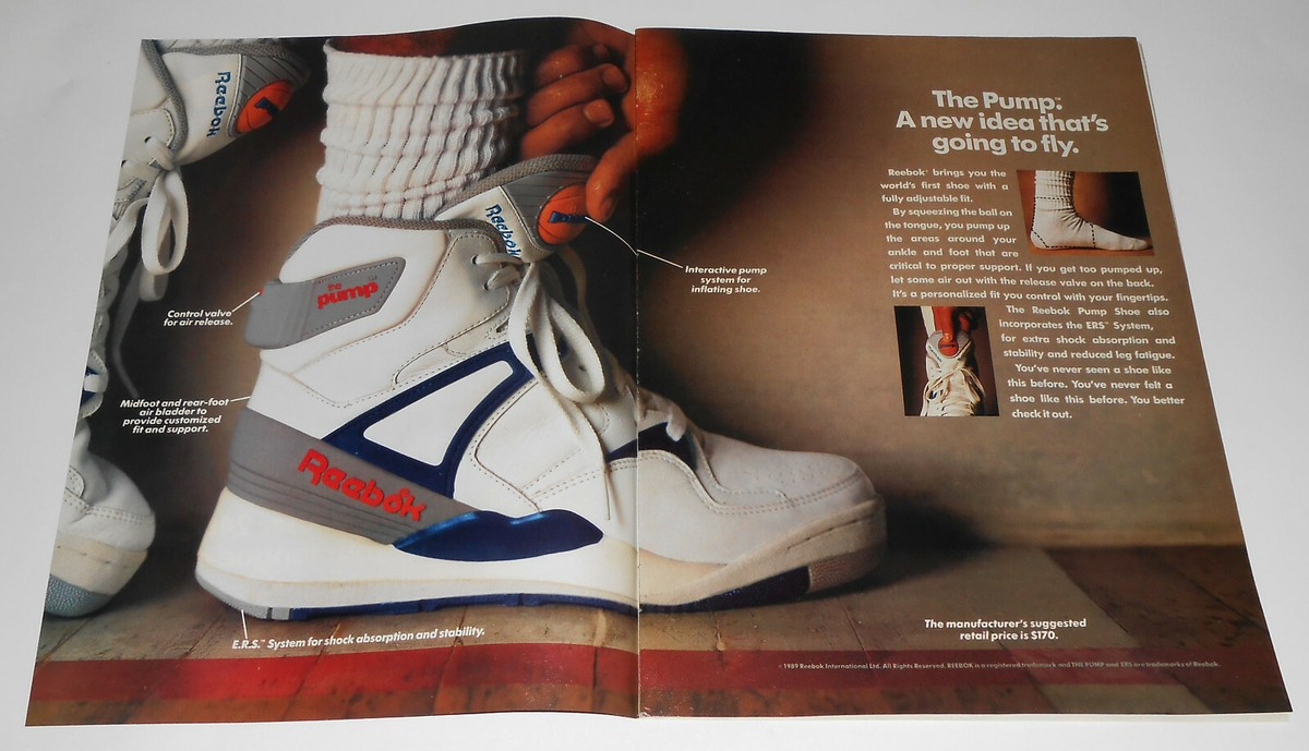 锐步1989年曾为球鞋气泵科技推出经典广告语：PUMP UP AND “AIR” OUT，锋芒直指彼时耐克的“AIR JORDAN”系列
