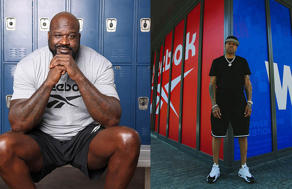 锐步风靡一时的球鞋代言人左：Shaquille O'Neal（沙奎尔·奥尼尔）右：Allen Iverson（阿伦·艾弗森）