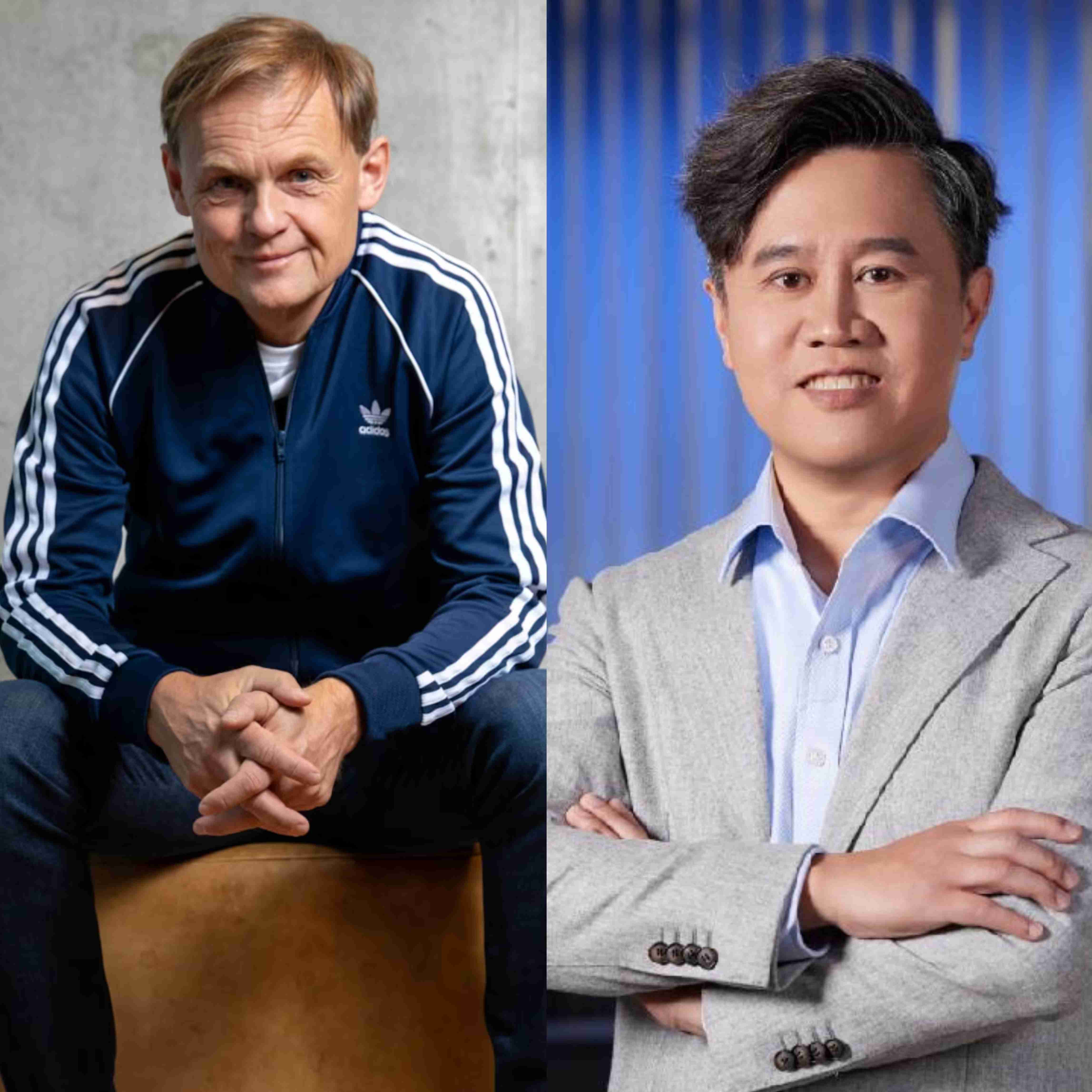 阿迪达斯CEO Bjørn Gulden（左）阿迪达斯大中华区董事总经理萧家乐（右）